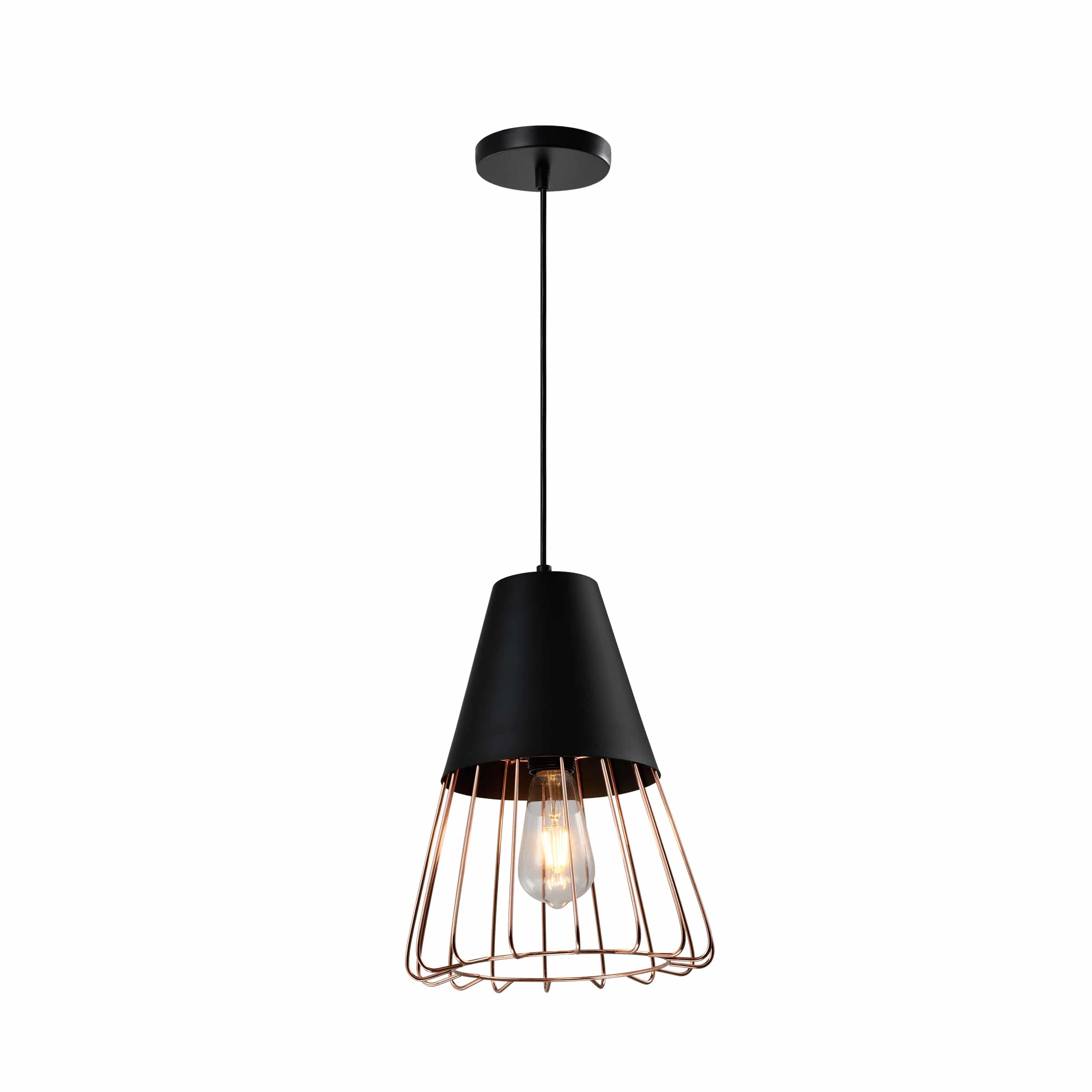 hanglamp rose gold en zwart