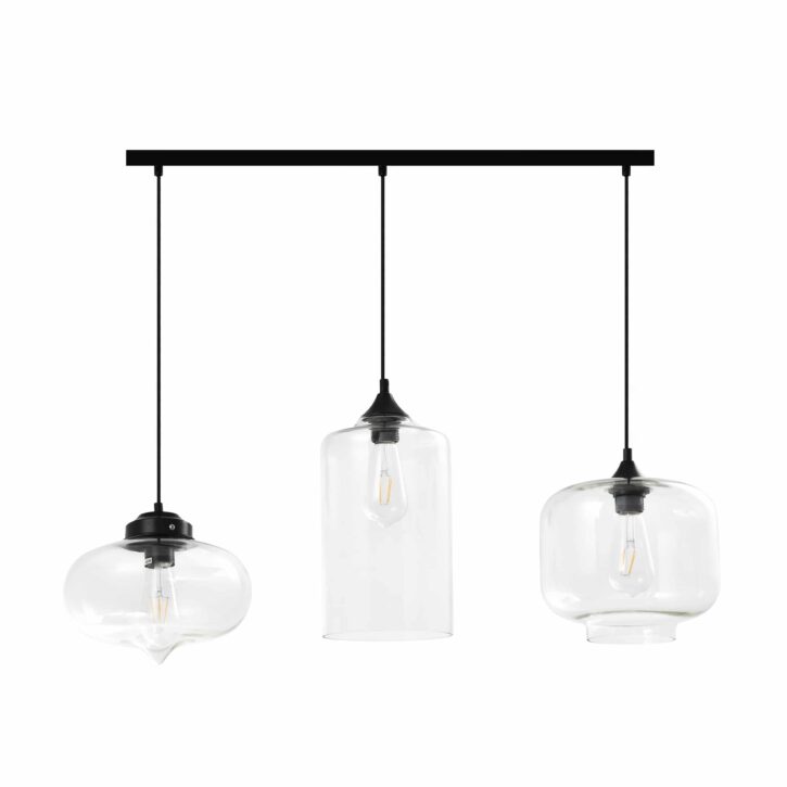3 lichtpunten glazen verlichting in een retro stijl