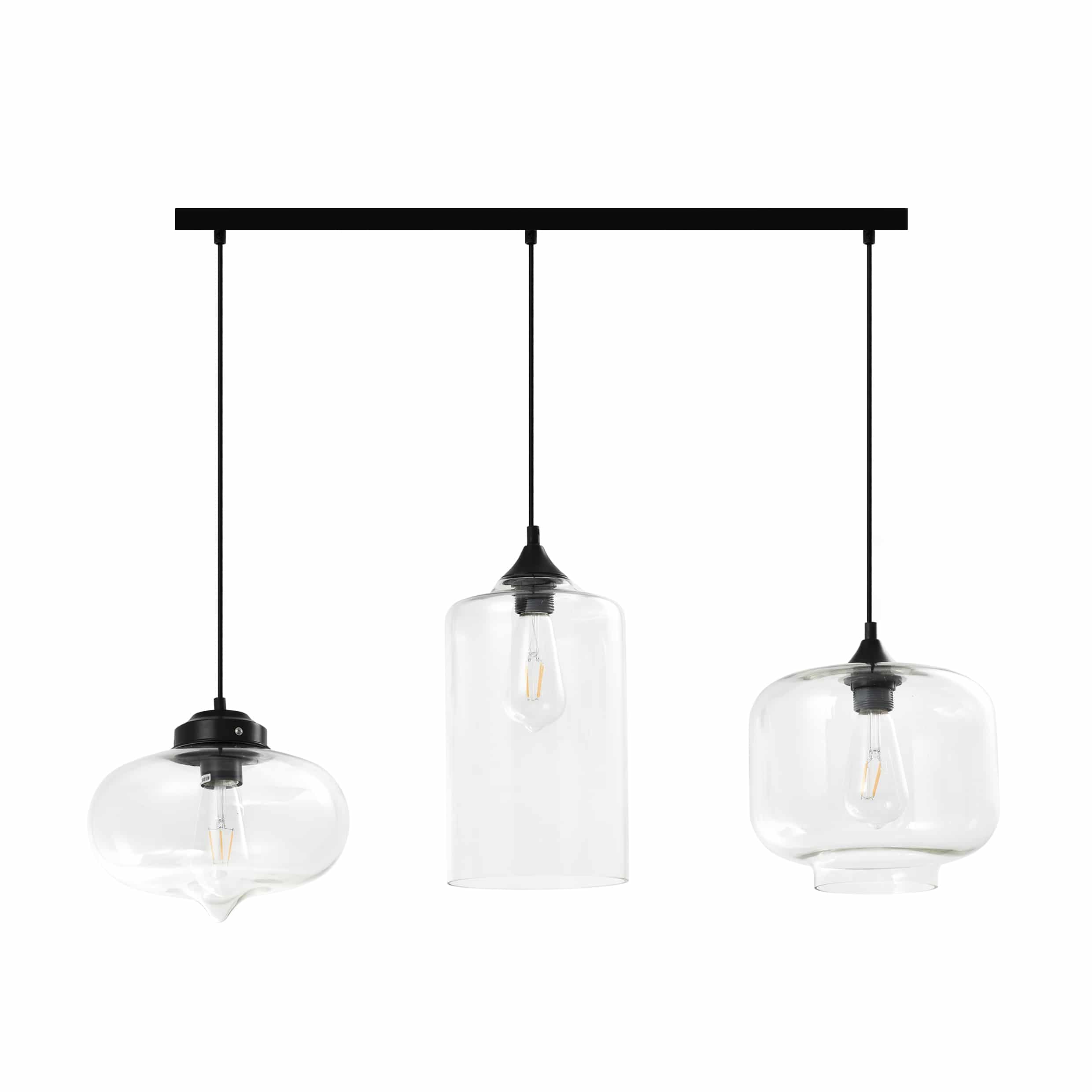 3 lichtpunten glazen verlichting in een retro stijl