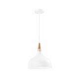 Hanglamp in de kleur wit met hout en metaal voor in de woonkamer