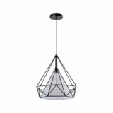 Zwart stalen lamp met wit doek