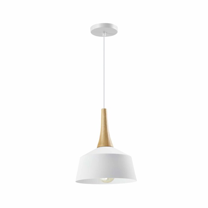 Wit Scandinavische lamp met hout