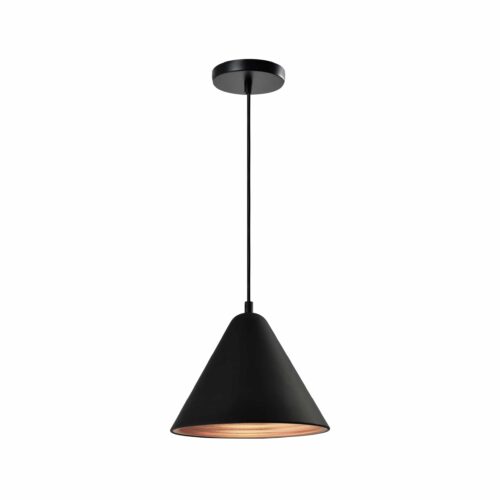 Retro kegel hanglamp met gouden binnenkant