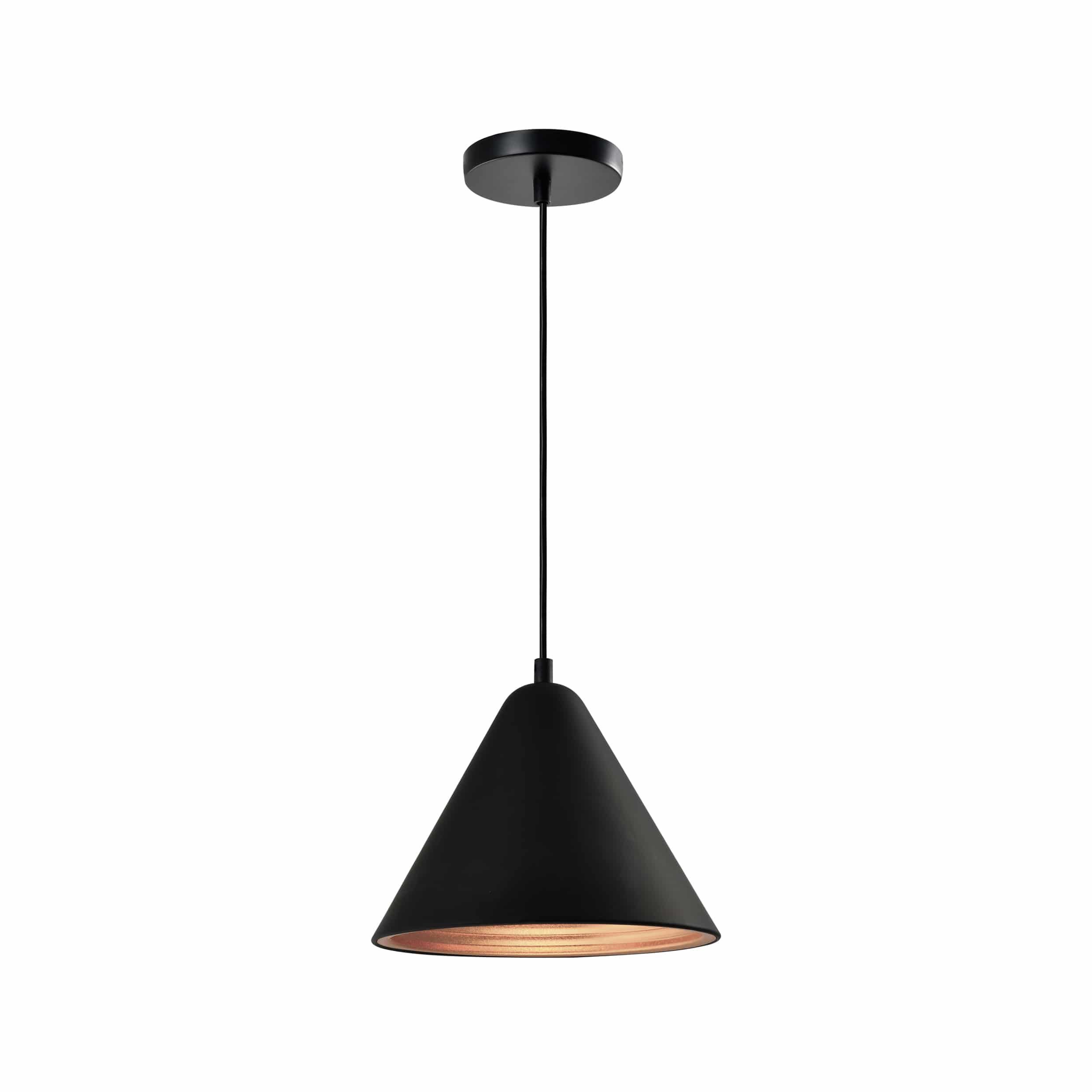Retro kegel hanglamp met gouden binnenkant