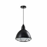 Hanglamp industrieel zwart met stalen rooster
