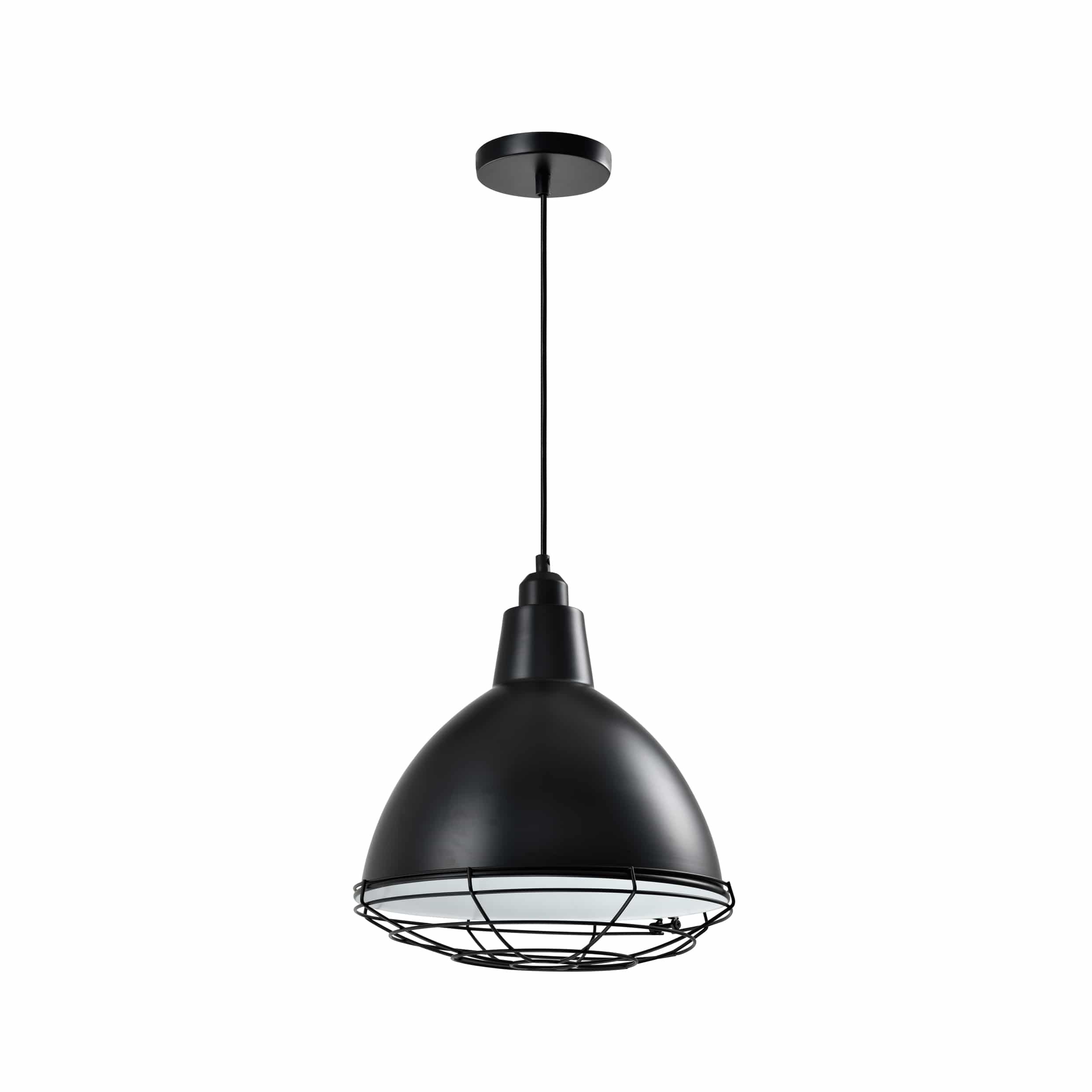 Hanglamp industrieel zwart met stalen rooster