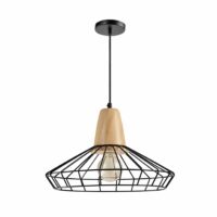 Zwart met houten verlichting