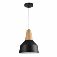 Scandinavische verlichting zwart met hout