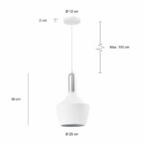 Afmetingen van de verlichting in het wit met een diameter van 25 cm