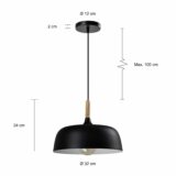 Specificaties van de lamp met afgeronde hoeken in het zwart
