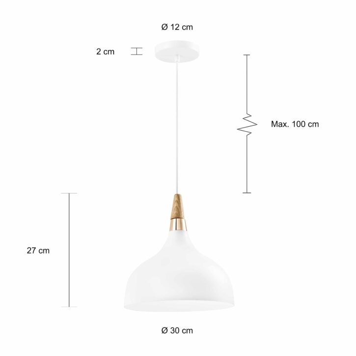 Afmetingen van de witte retro verlichting