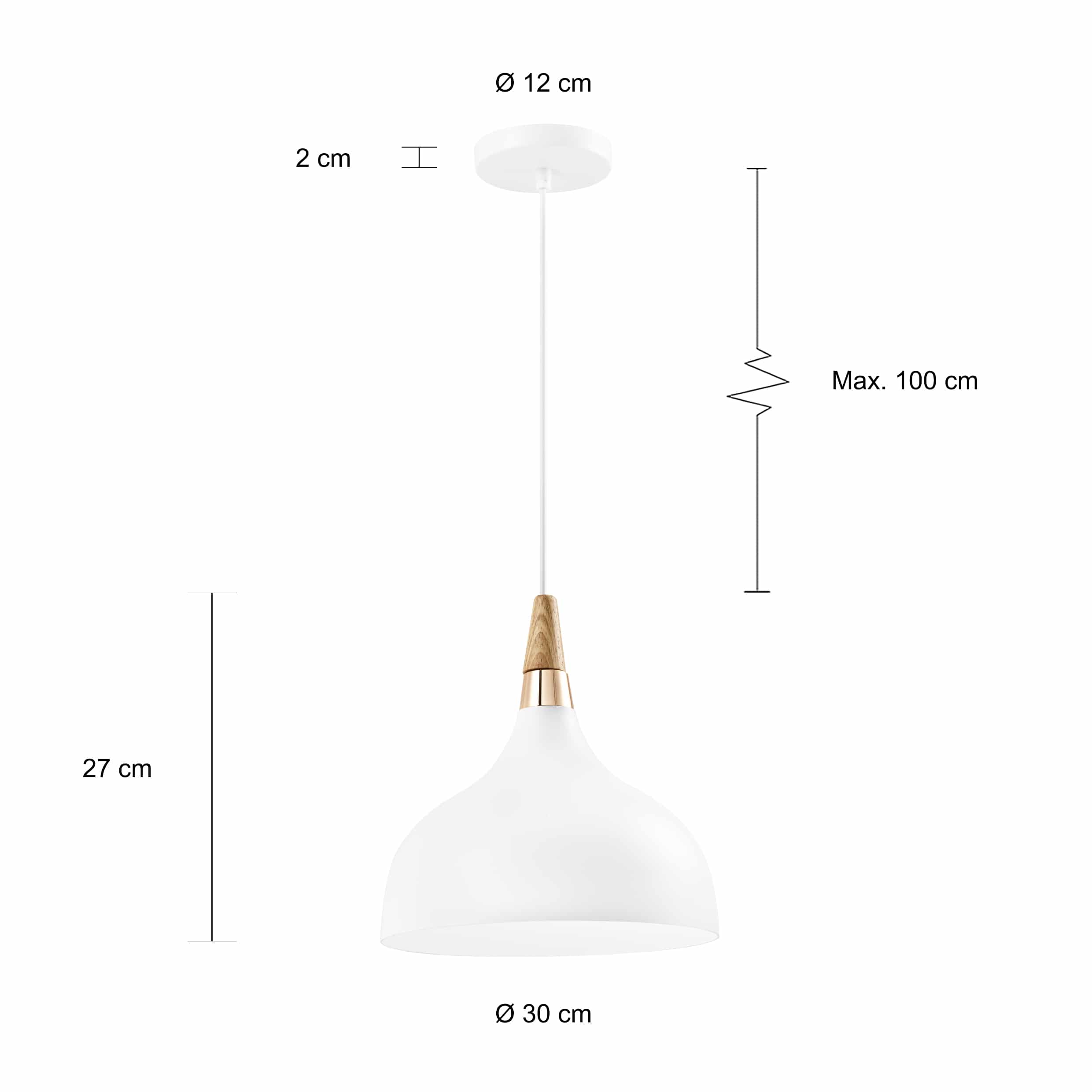 Afmetingen van de witte retro verlichting