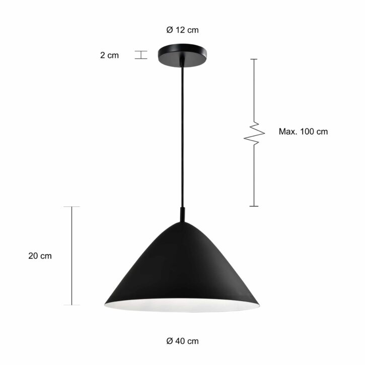 Maten van de hanglamp
