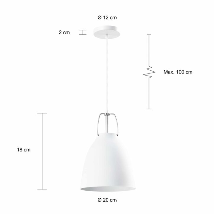 Afmetingen van de wit industriële verlichting