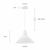 Afmetingen van de retro hanglampen in het wit