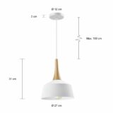 Afmetingen van de witte verlichting met een diameter van 27 cm