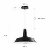Afmetingen zwarte vintage lamp