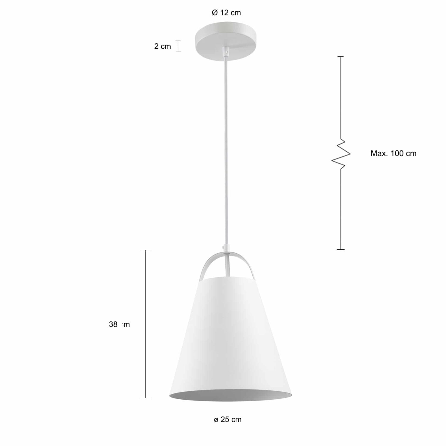 Hangende lampen in het wit met trechtervorm