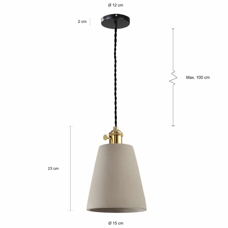 Beton hanglamp meteen diameter van 15 cm