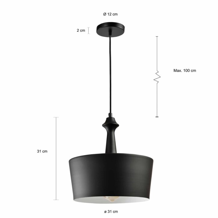 Verlichting met een metalen kap van 31 cm