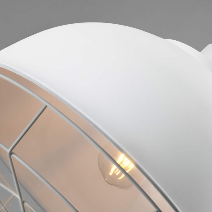 Landelijk witte hanglamp met stalen rooster