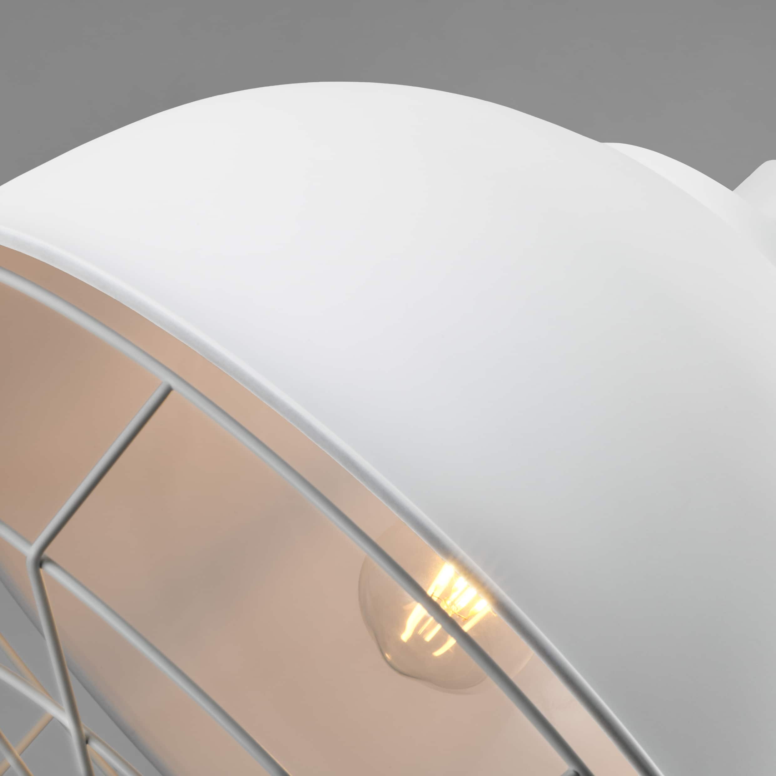 Landelijk witte hanglamp met stalen rooster