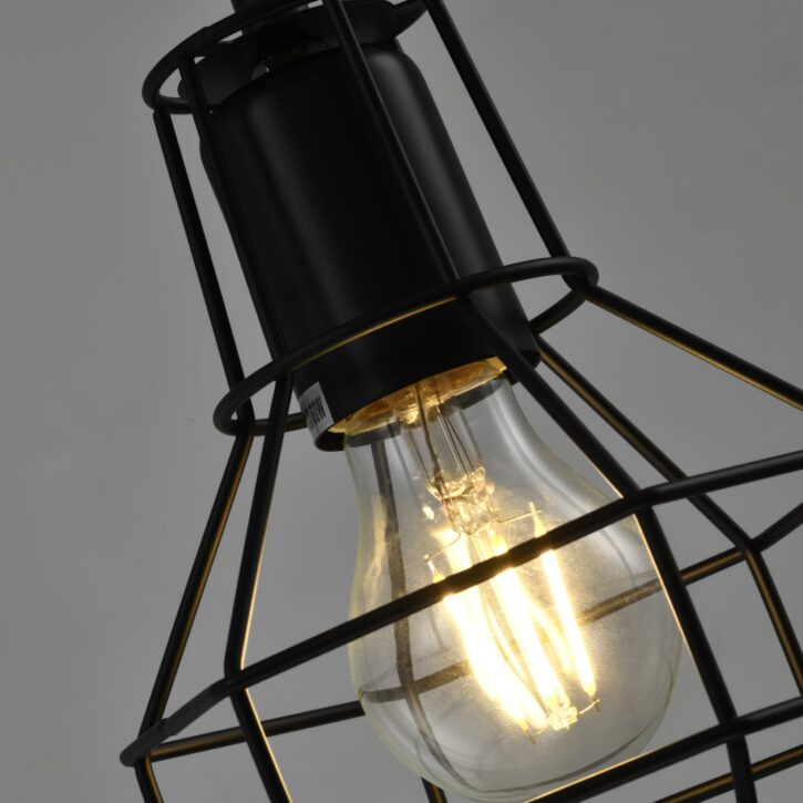 Industriële hanglamp met zwart draad