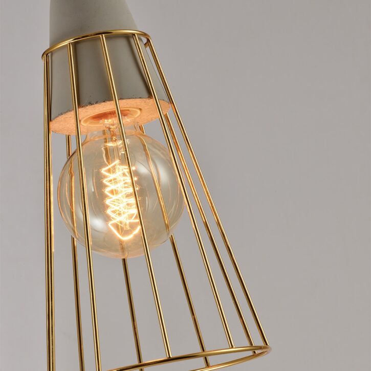 Hanglampen van QUVIO met beton en gouden draad
