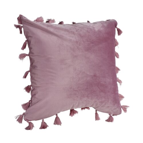 roze kussenhoes met franjes