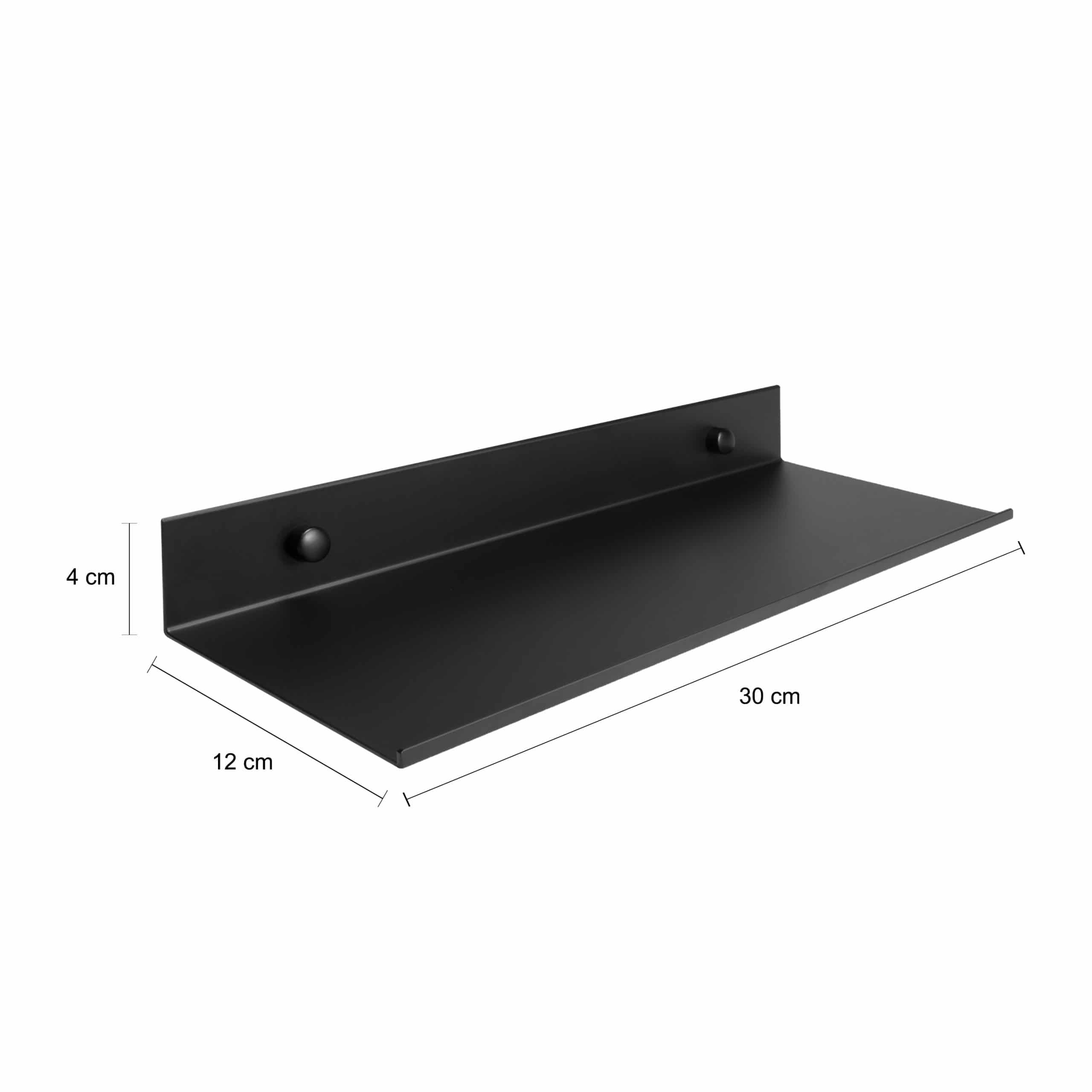 Zwarte muurplank van 30 cm breed