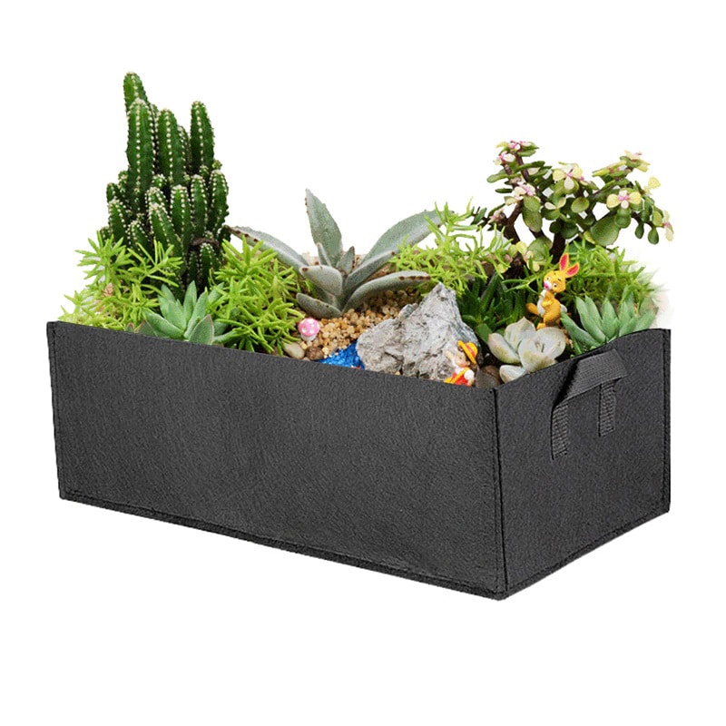 Vilten plantenbak in het zwart
