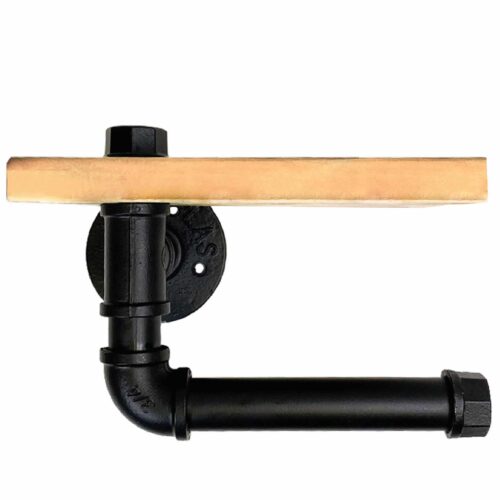 toiletrolhouder staal en hout