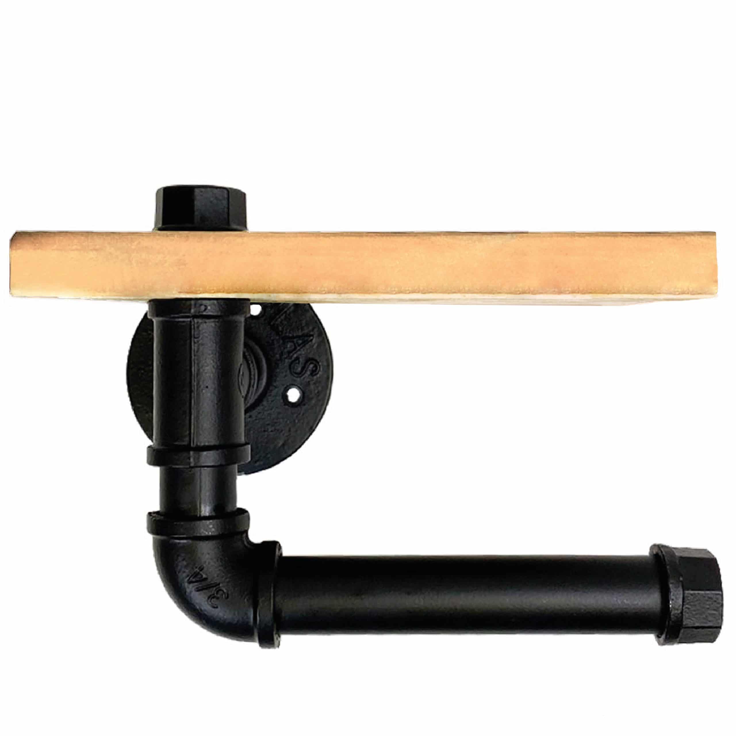 toiletrolhouder staal en hout