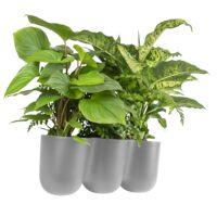 Bloempot trio voor aan de wand grijs